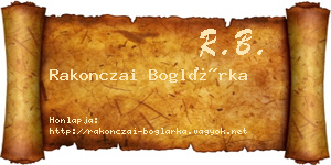 Rakonczai Boglárka névjegykártya